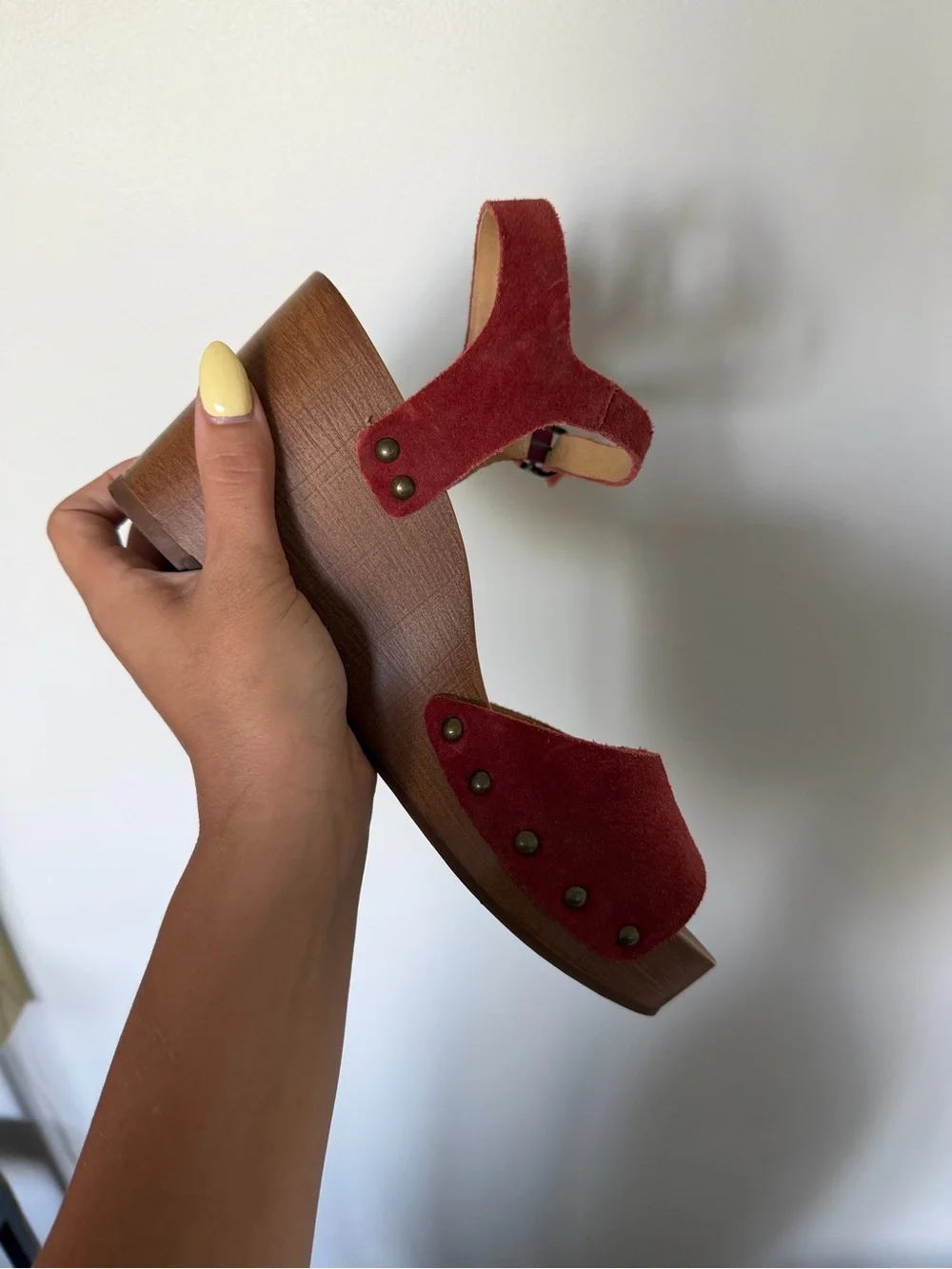 Lucky Brand Red Suede Platform Wedge Sandals Size 7M